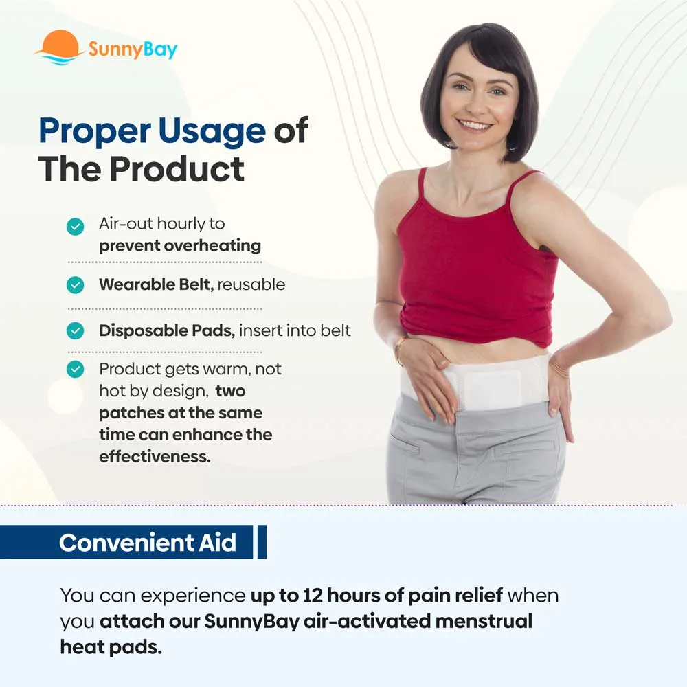 Disposable Heat Patches for Menstrual Period Pain Relief with Reusable Belt