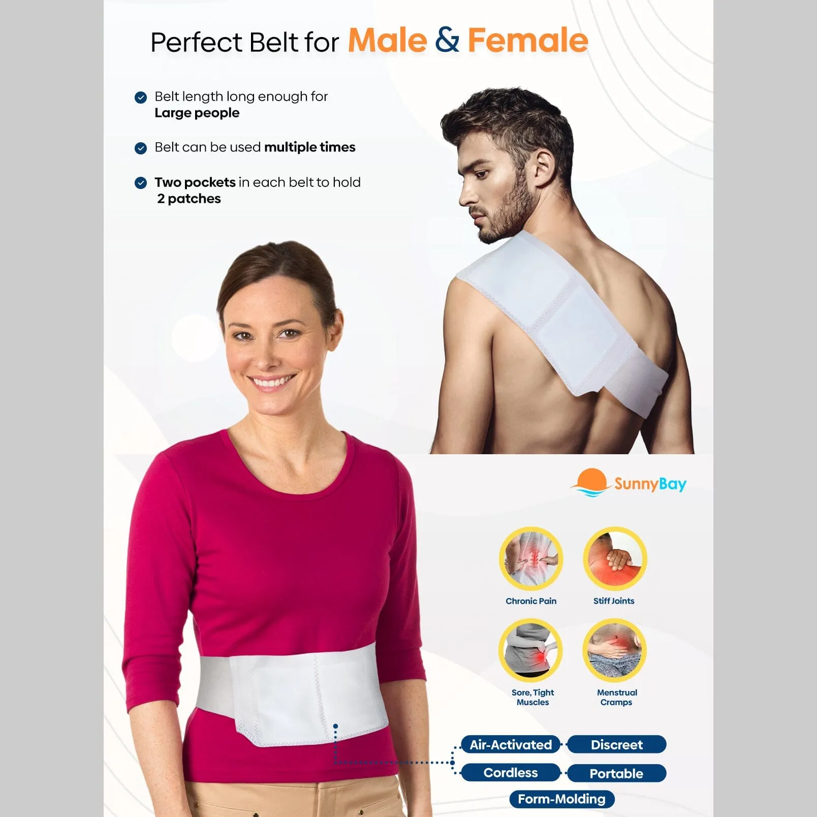 Disposable Heat Patches for Menstrual Period Pain Relief with Reusable Belt