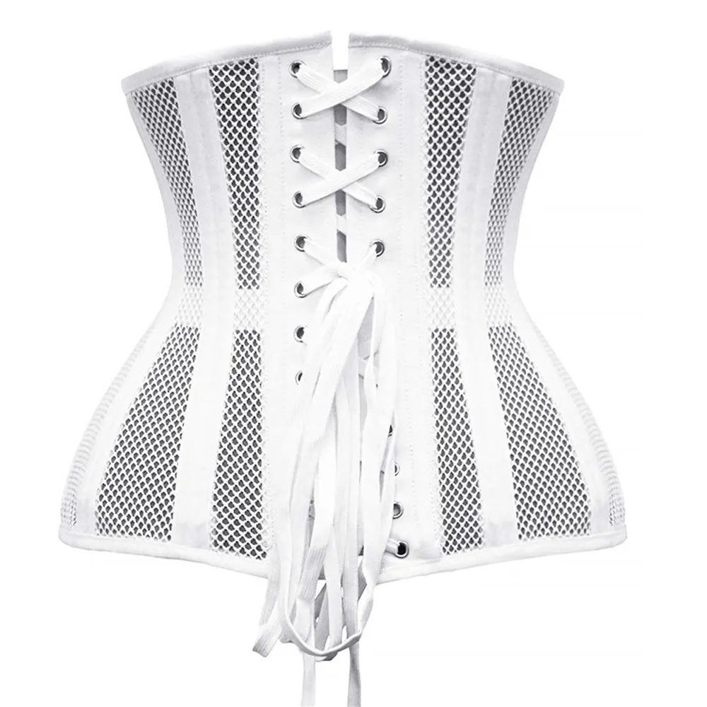 Double Steel Boned Breathable 26 Waist Training Mesh Underbust Black Corset