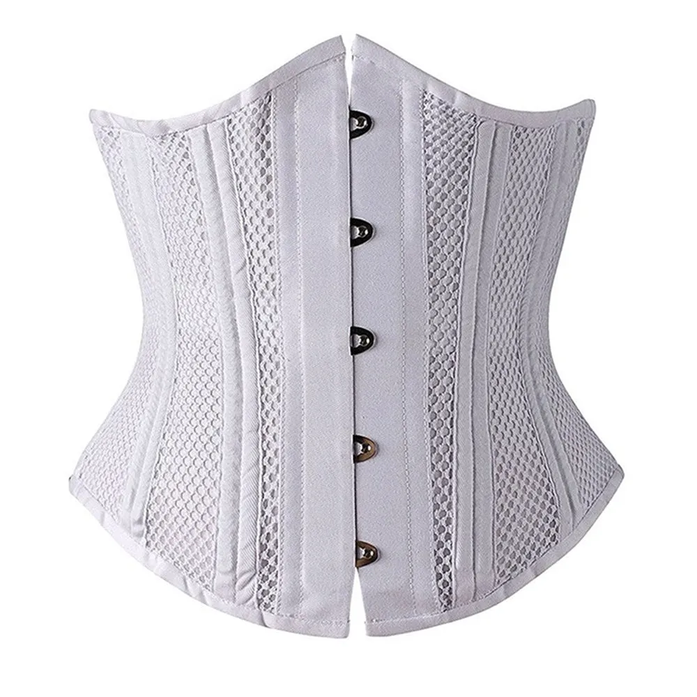Double Steel Boned Breathable 26 Waist Training Mesh Underbust Black Corset