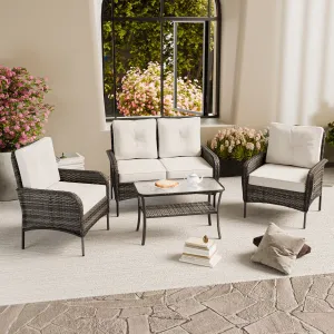 EAGLE PEAK 4pc Rattan Outdoor Patio Conversation Set