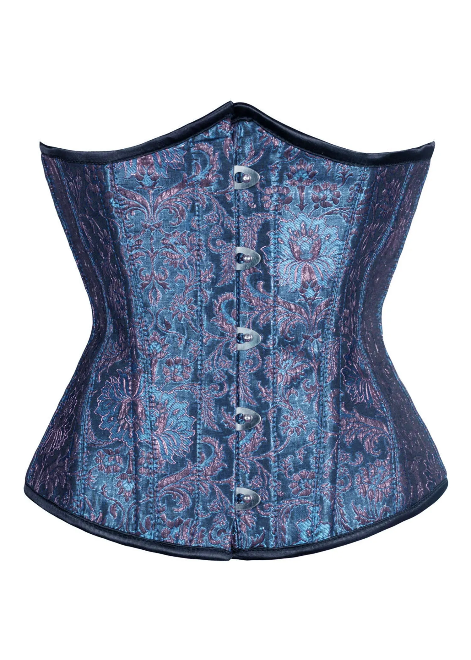 Elizabethan Royalty Brocade Underbust Corset in Blue & Gold