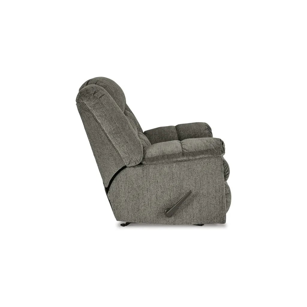 Ens 45 Inch Chair, Manual Rocker Recliner, Cushioned, Putty Polyester By Casagear Home
