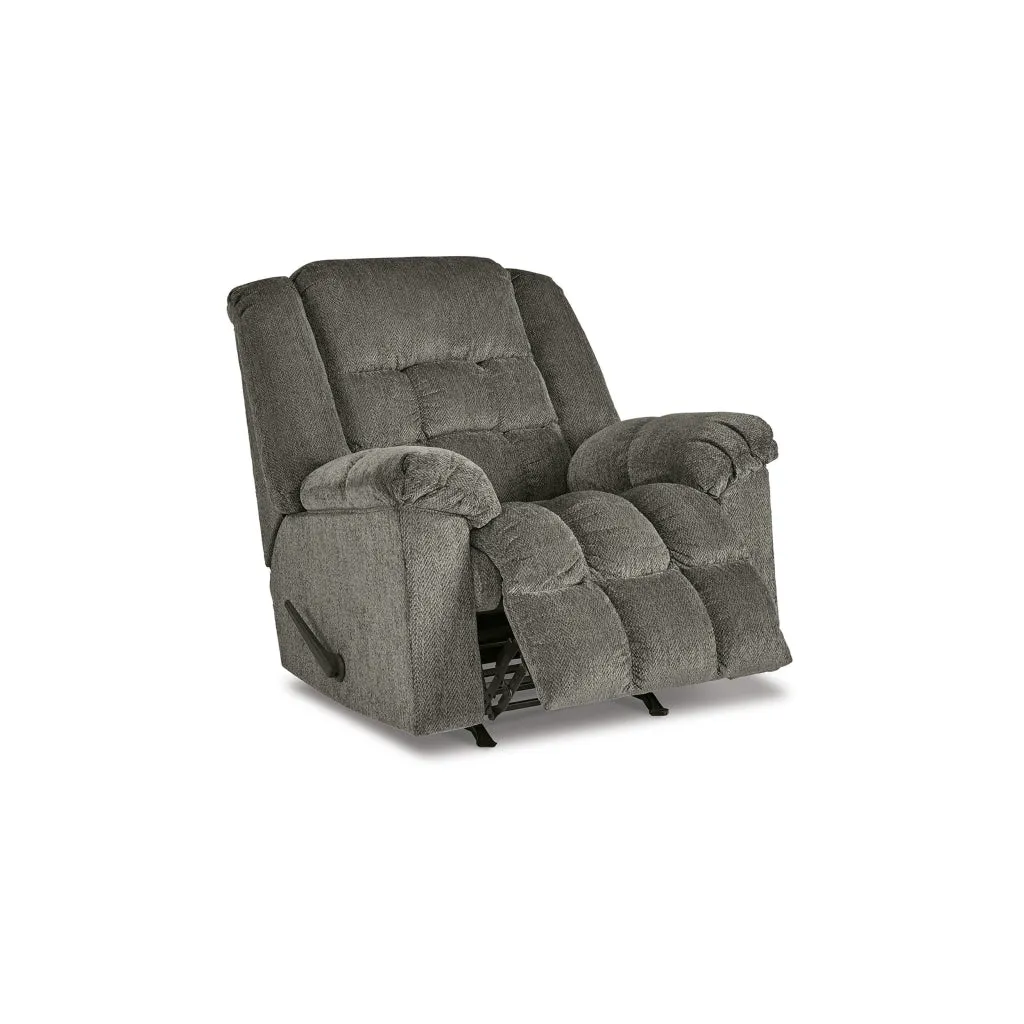 Ens 45 Inch Chair, Manual Rocker Recliner, Cushioned, Putty Polyester By Casagear Home