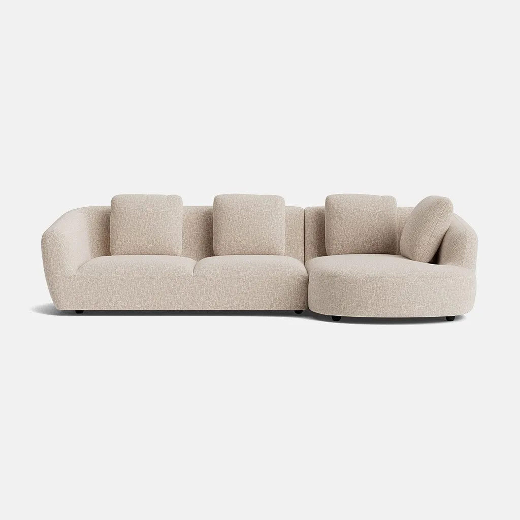Euston Textured Luxe Chenille Right Corner Sofa - Shell Beige