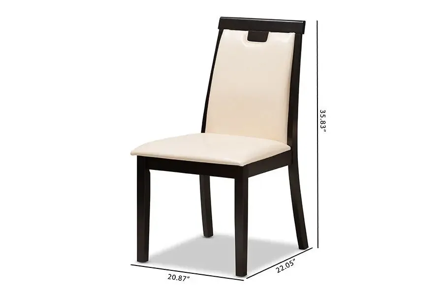 Evelyn Beige Faux Leather Upholstered & Dark Brown Finished Dining Chair - 2pcs