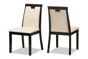 Evelyn Beige Faux Leather Upholstered & Dark Brown Finished Dining Chair - 2pcs
