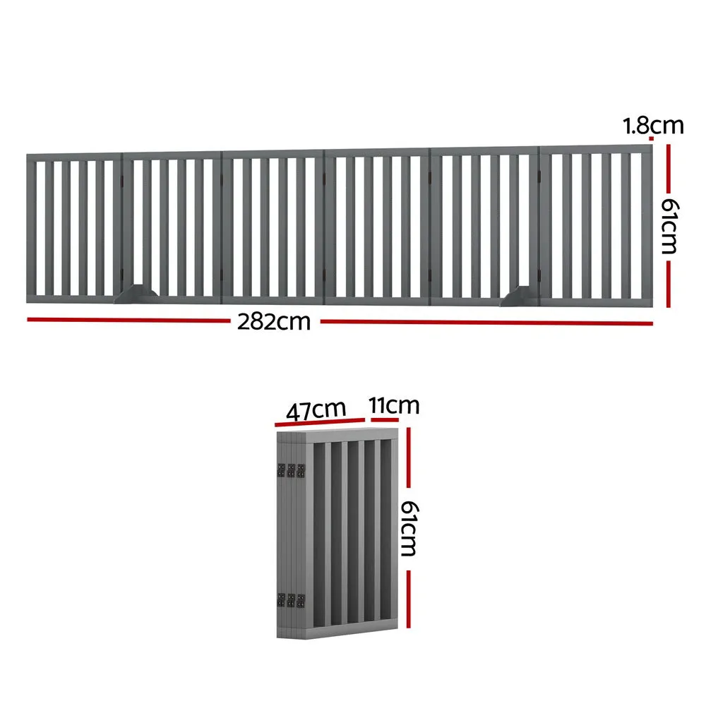 Foldable 6-Panel Wooden Dog Playpen with Steel Hinges - i.Pet