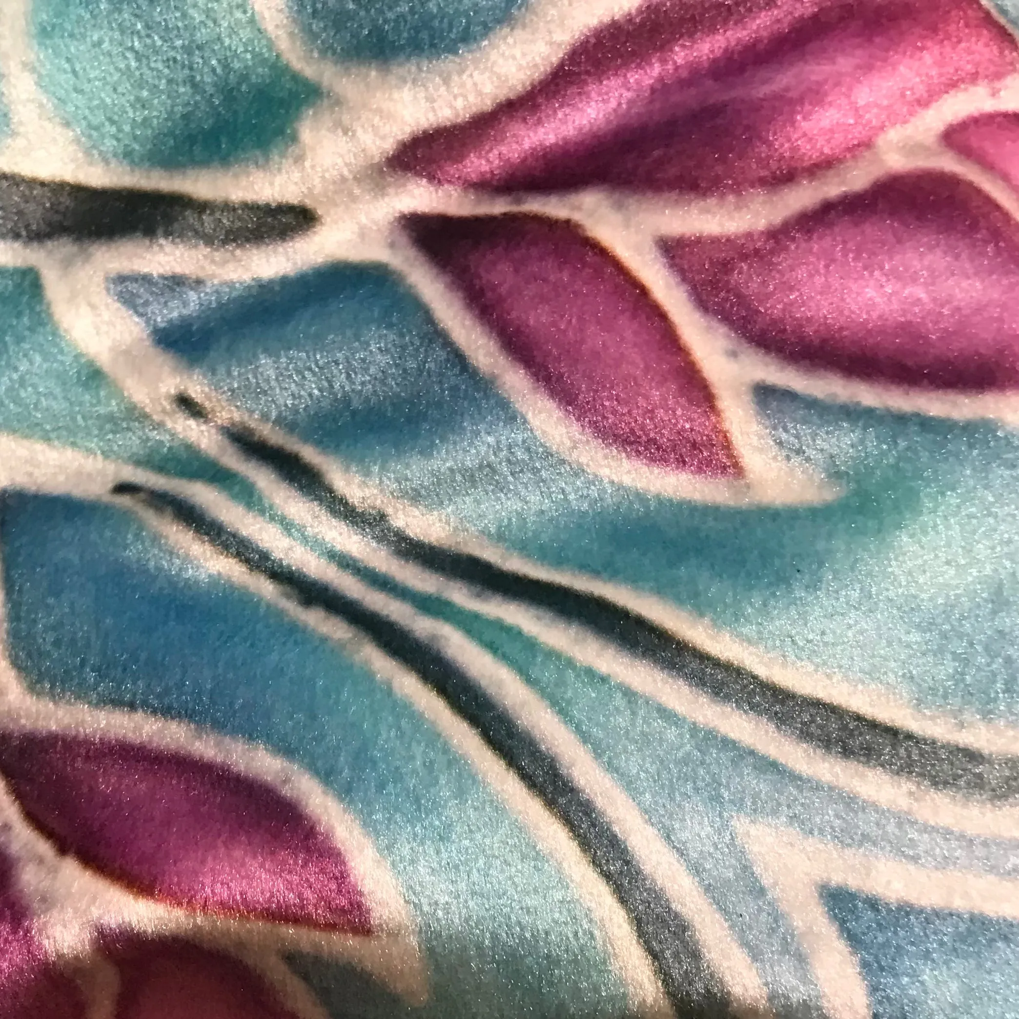 Folk Art Sky Blue and  Pink Magnolias Luxury Velvet Cushions, High Quality Decor Throw Pillows