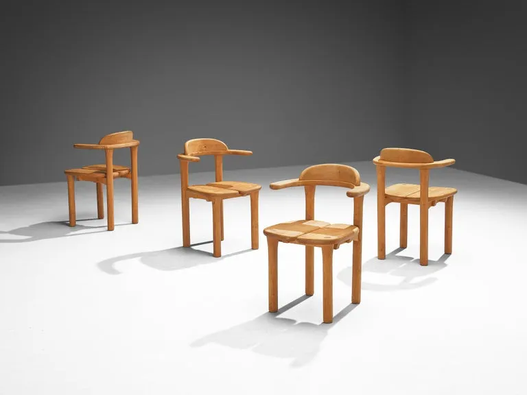 French Set of Four Dining Chairs in Elm