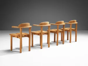 French Set of Four Dining Chairs in Elm