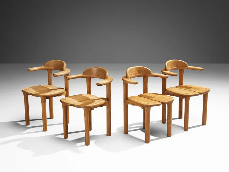 French Set of Four Dining Chairs in Elm