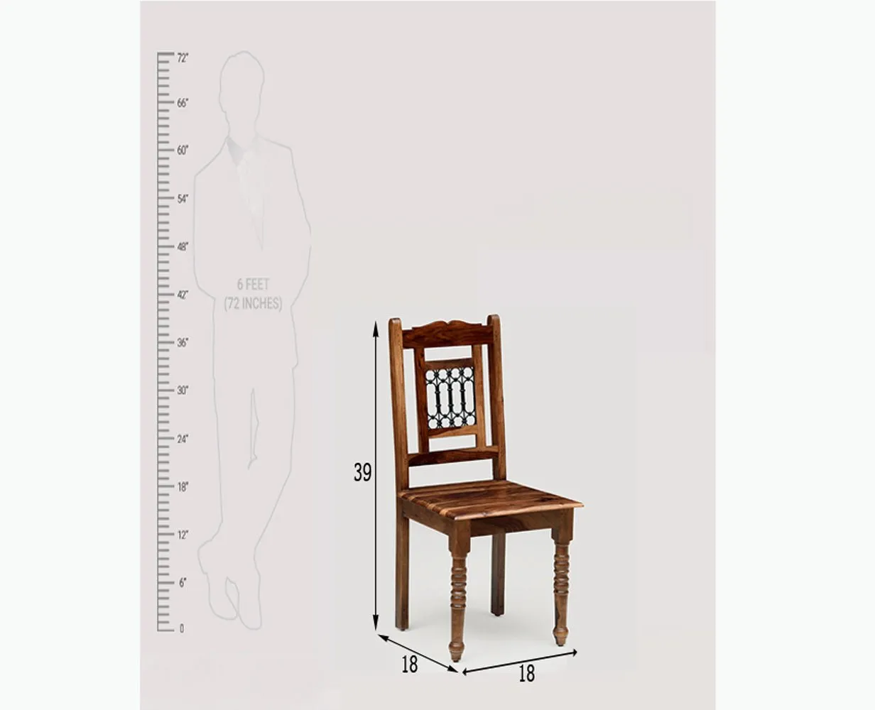 Gaza Sheesham Wood Study Dining Chair Set of Two