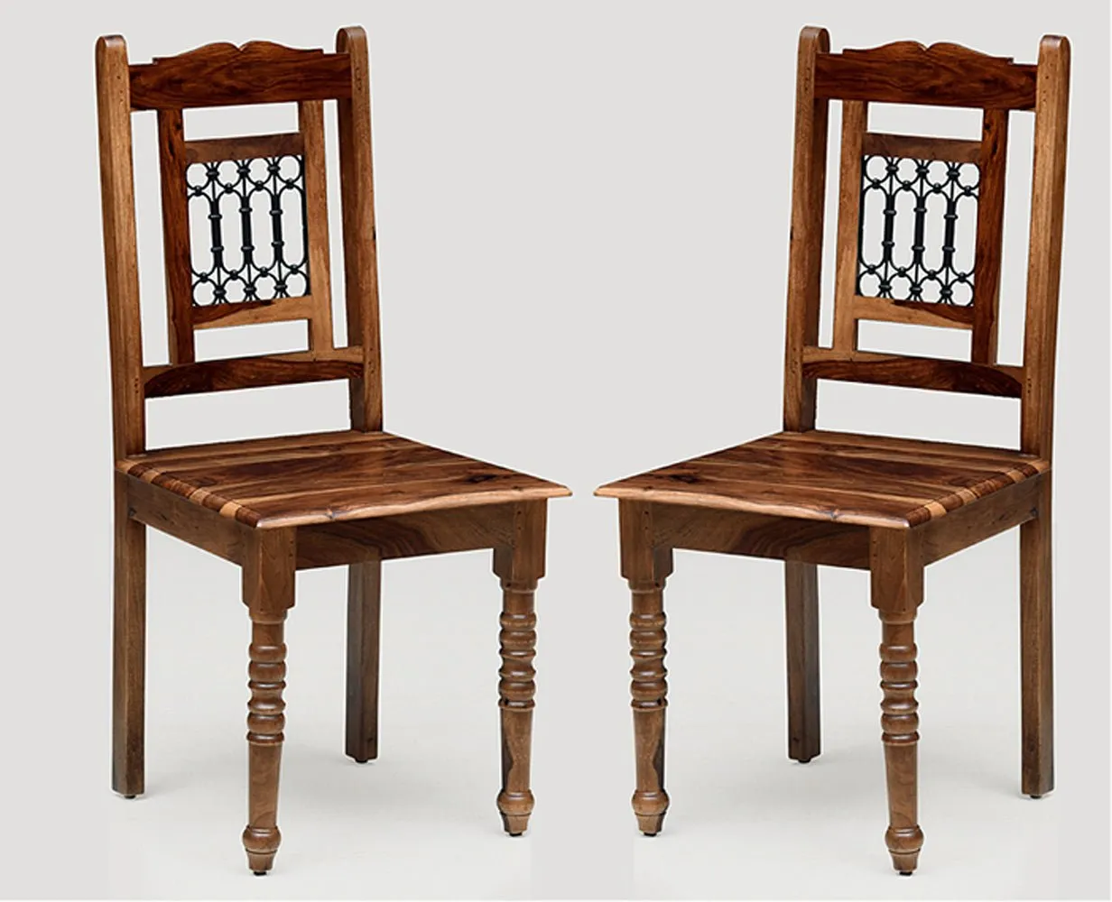 Gaza Sheesham Wood Study Dining Chair Set of Two