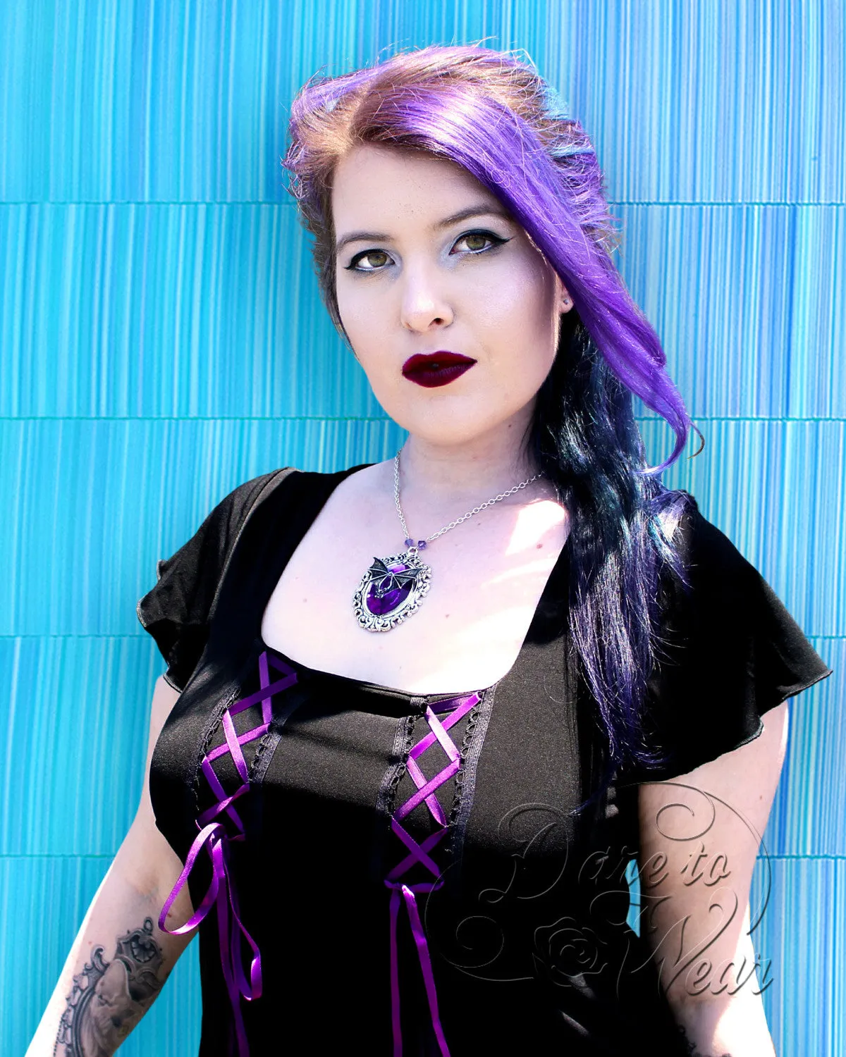 Gemini Princess S/S Top in Blackberry Brocade