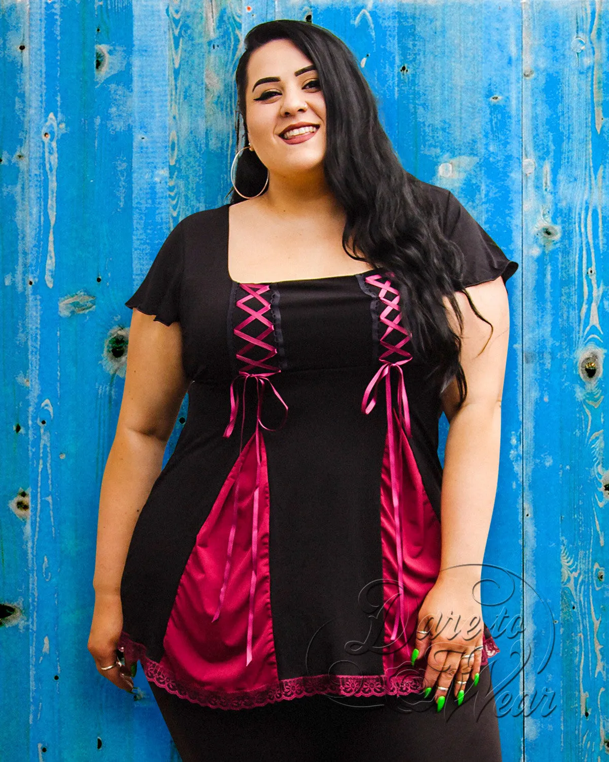 Gemini Princess S/S Top in Blackberry Brocade