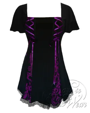 Gemini Princess S/S Top in Blackberry Brocade