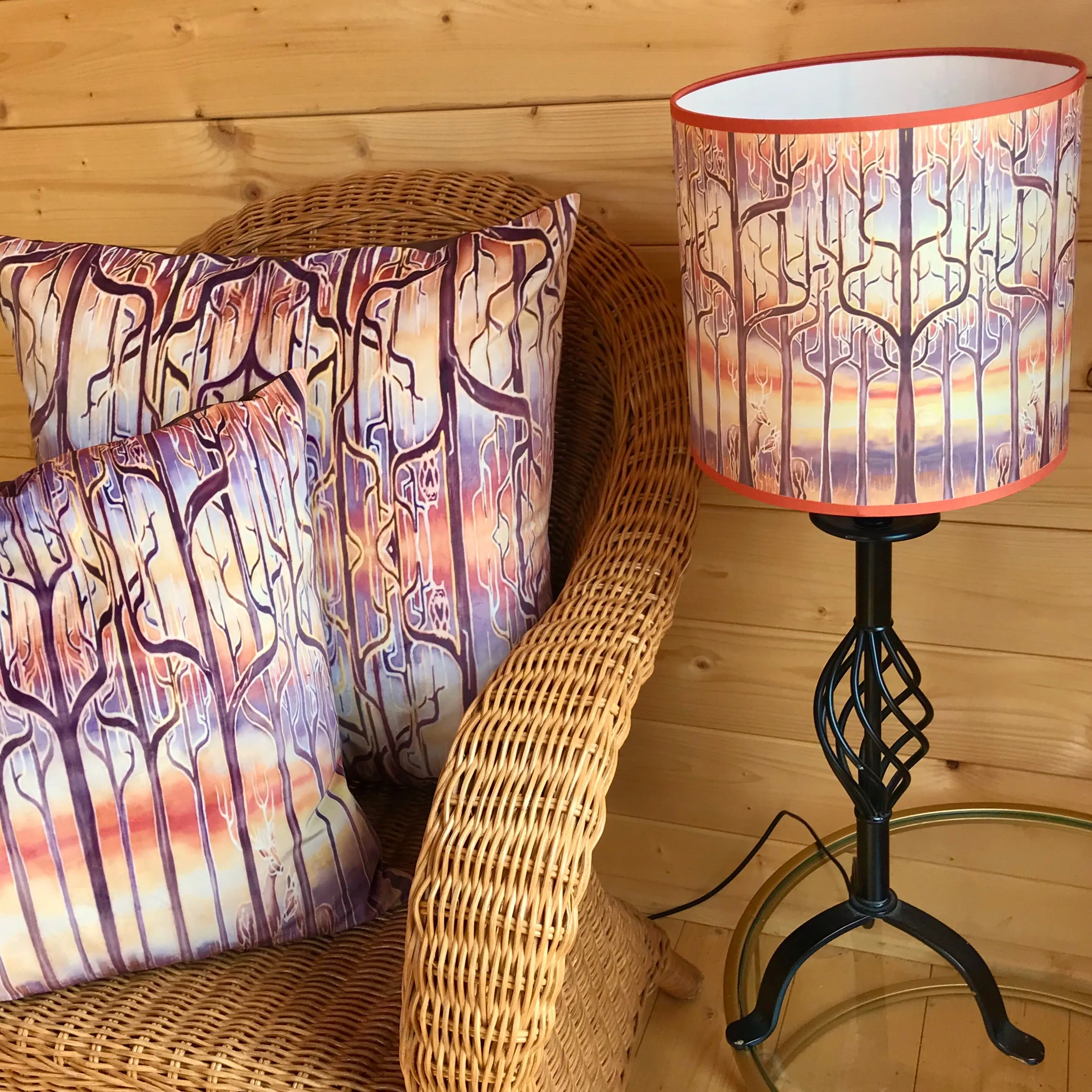 Golden Stag in Trees Luxury Velvet Cushion- Contemporary Throw Pillow - Luxury Velvet Cushion