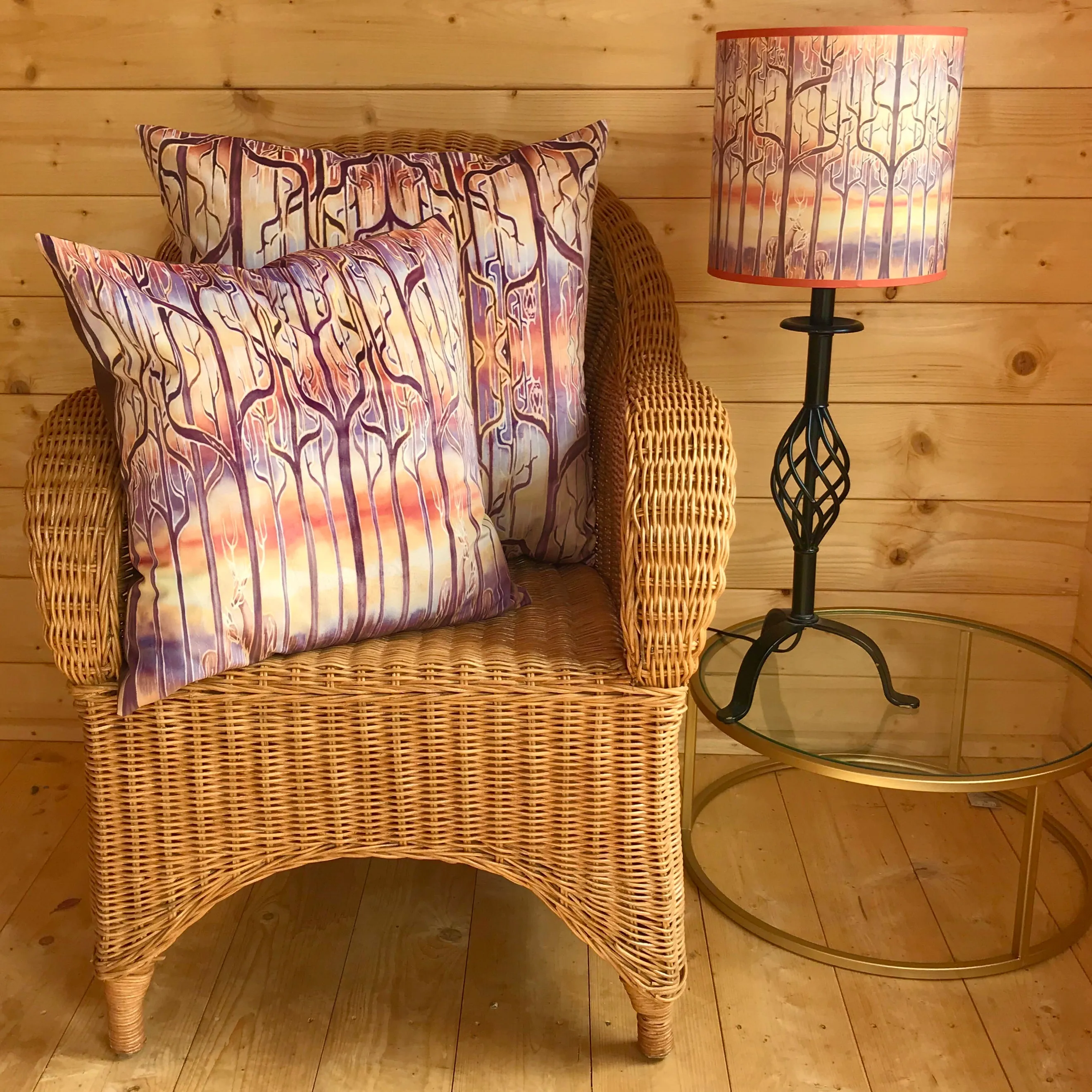 Golden Stag in Trees Luxury Velvet Cushion- Contemporary Throw Pillow - Luxury Velvet Cushion