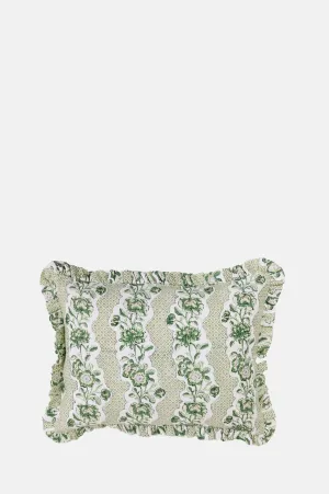 Green Blooming Trellis Ruffle Cushion