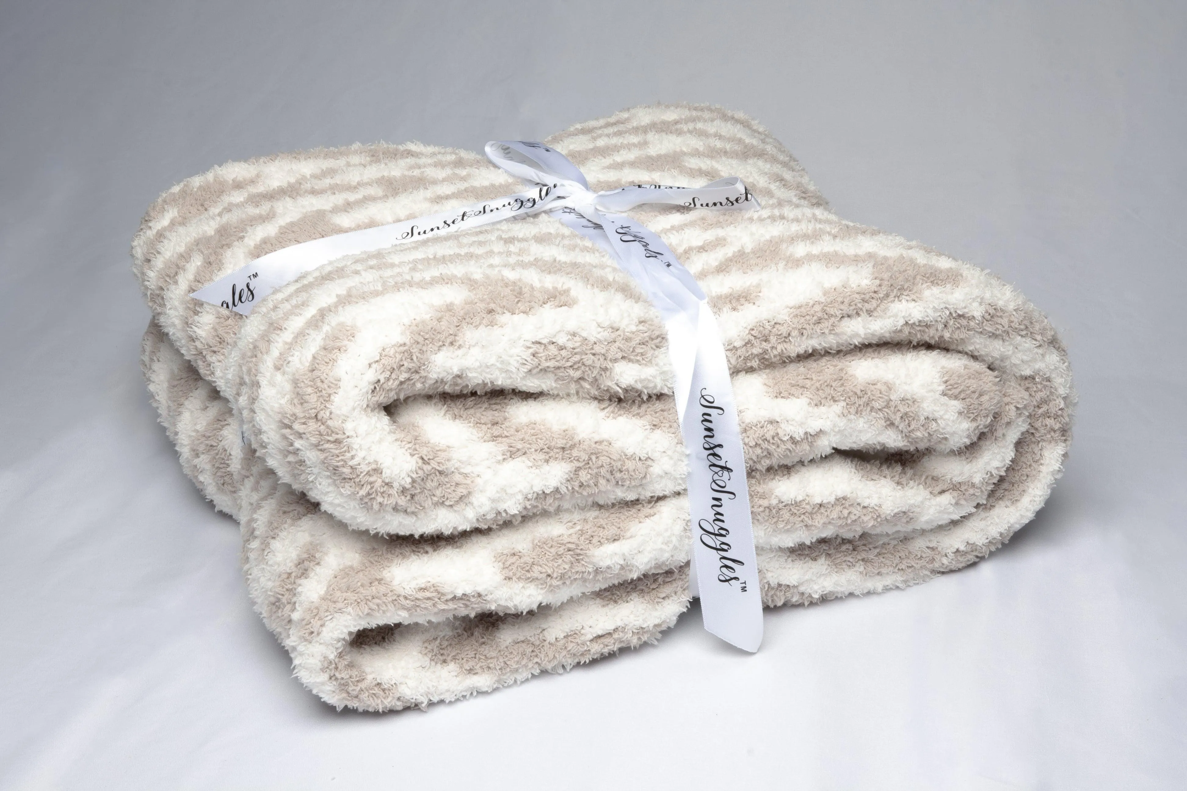 Greige & White Chevron Print Throw