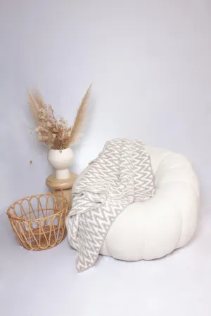 Greige & White Chevron Print Throw