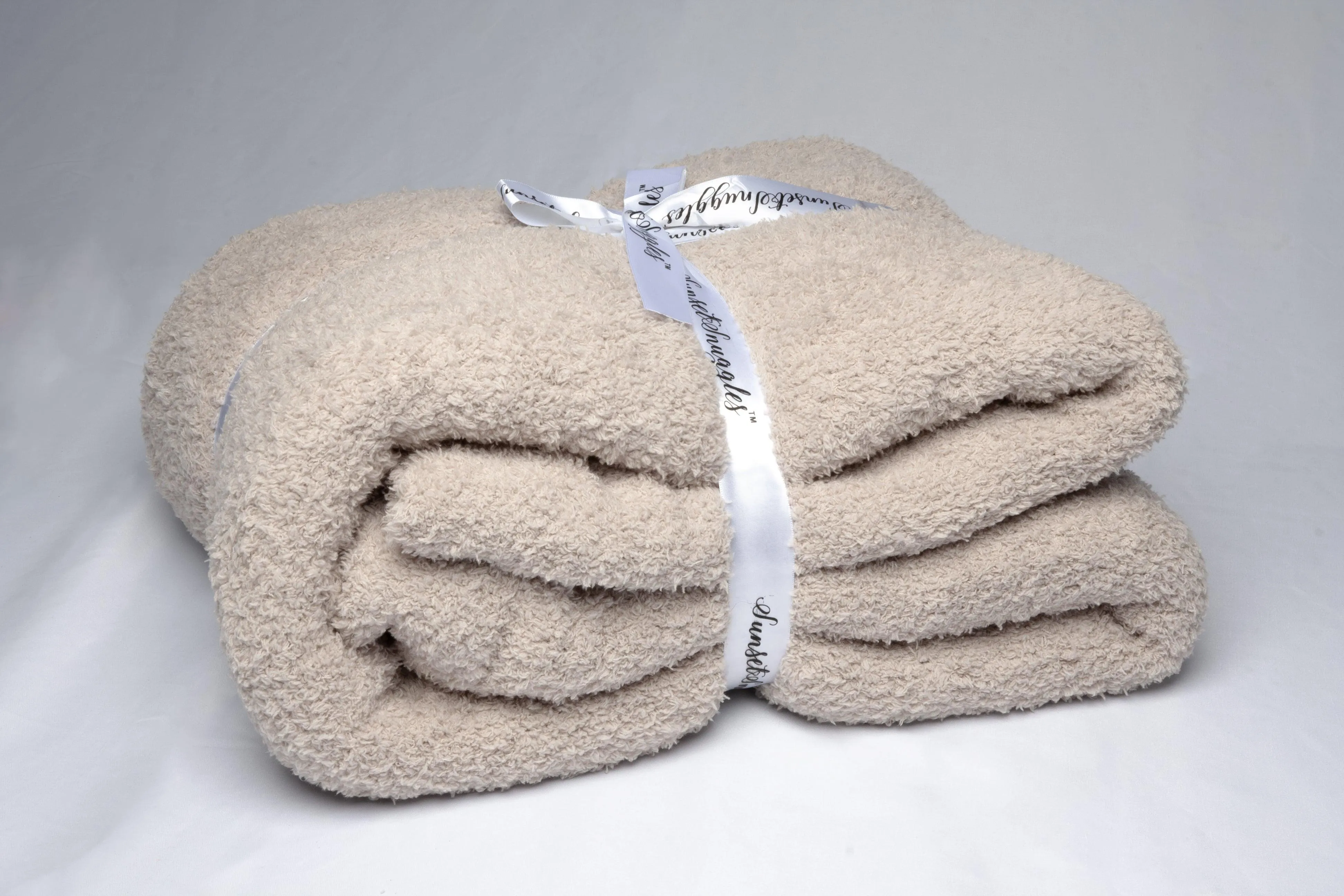 Greige Solid Double Layered Throw