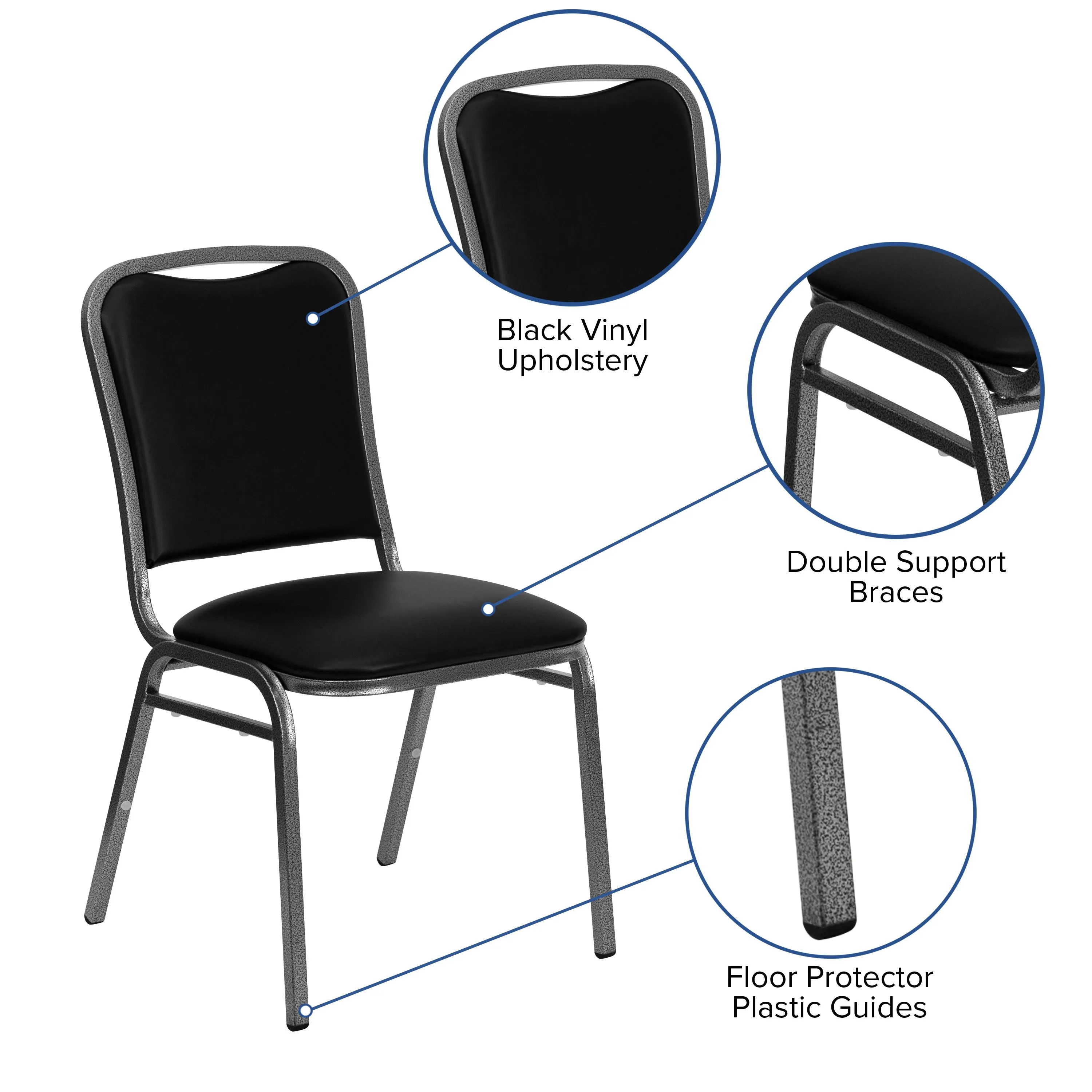 HERCULES Series Stacking Banquet Chair with Vinyl and 1.5'' Thick Seat - Frame