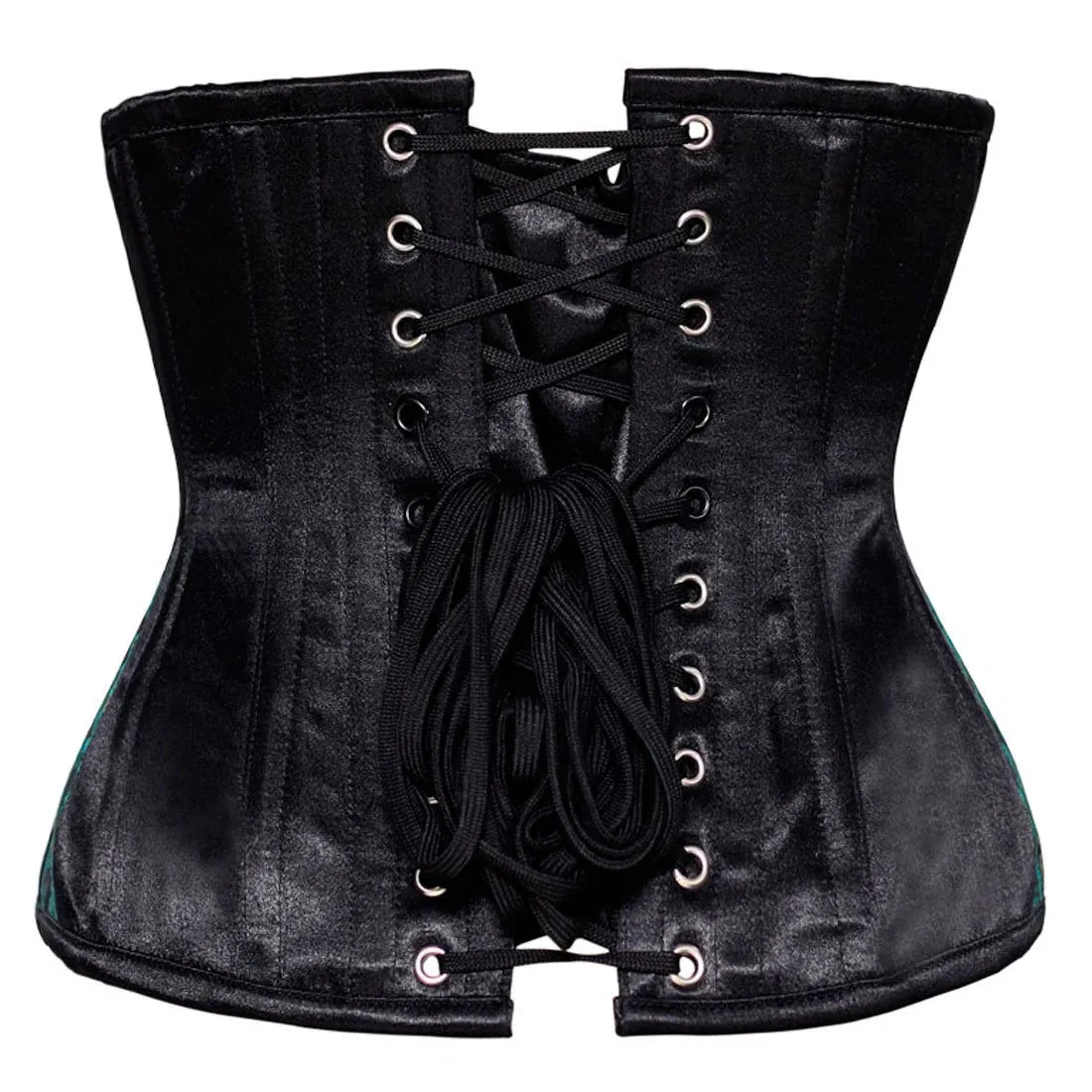Hidden Treasures Damask Lace Up Underbust in Teal & Black