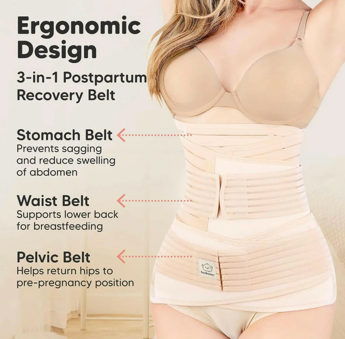 KeaBabies 3 in 1 Postpartum Belly Wrap Pregnancy Band