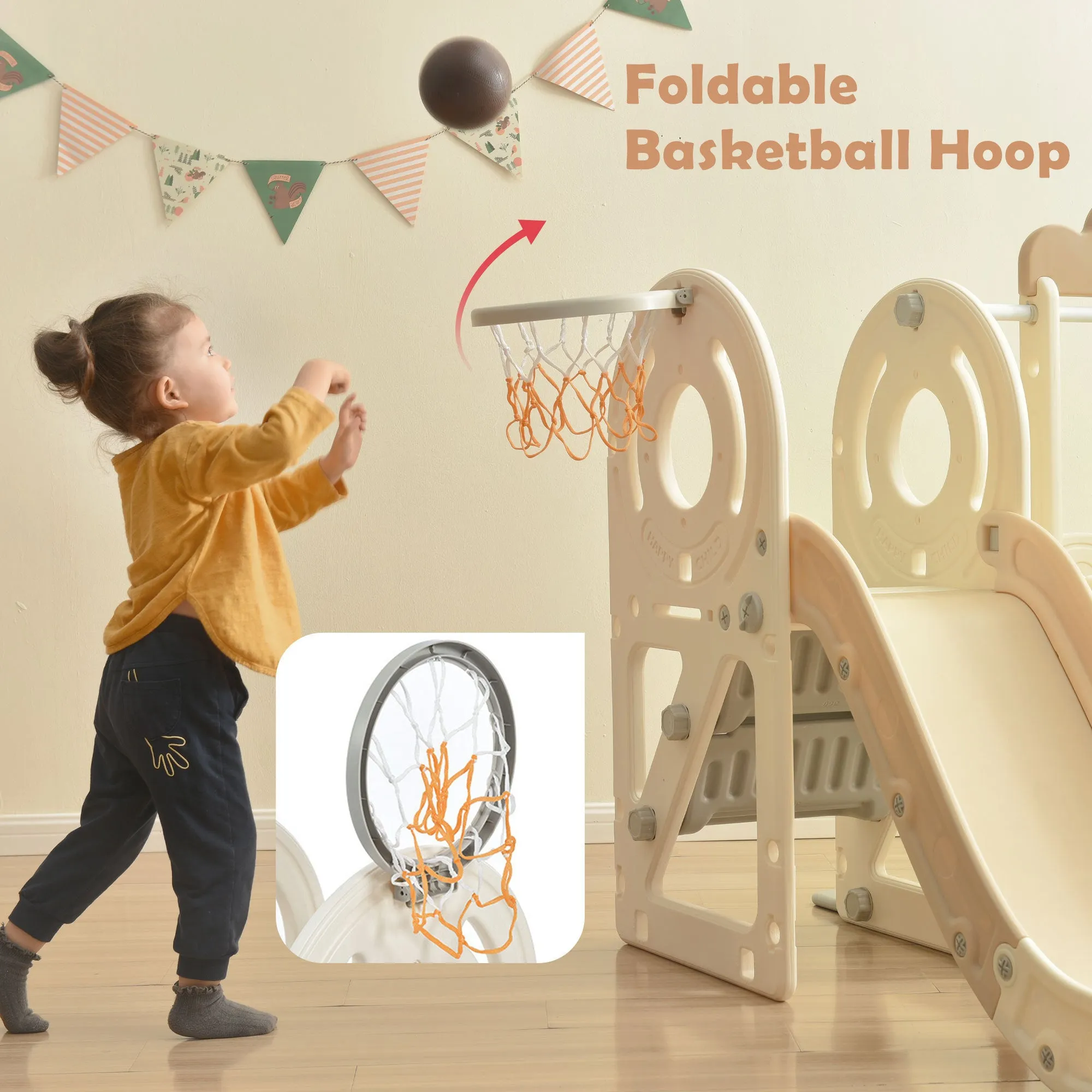Kids Swing-N-Slide with Bus Play Set - Beige
