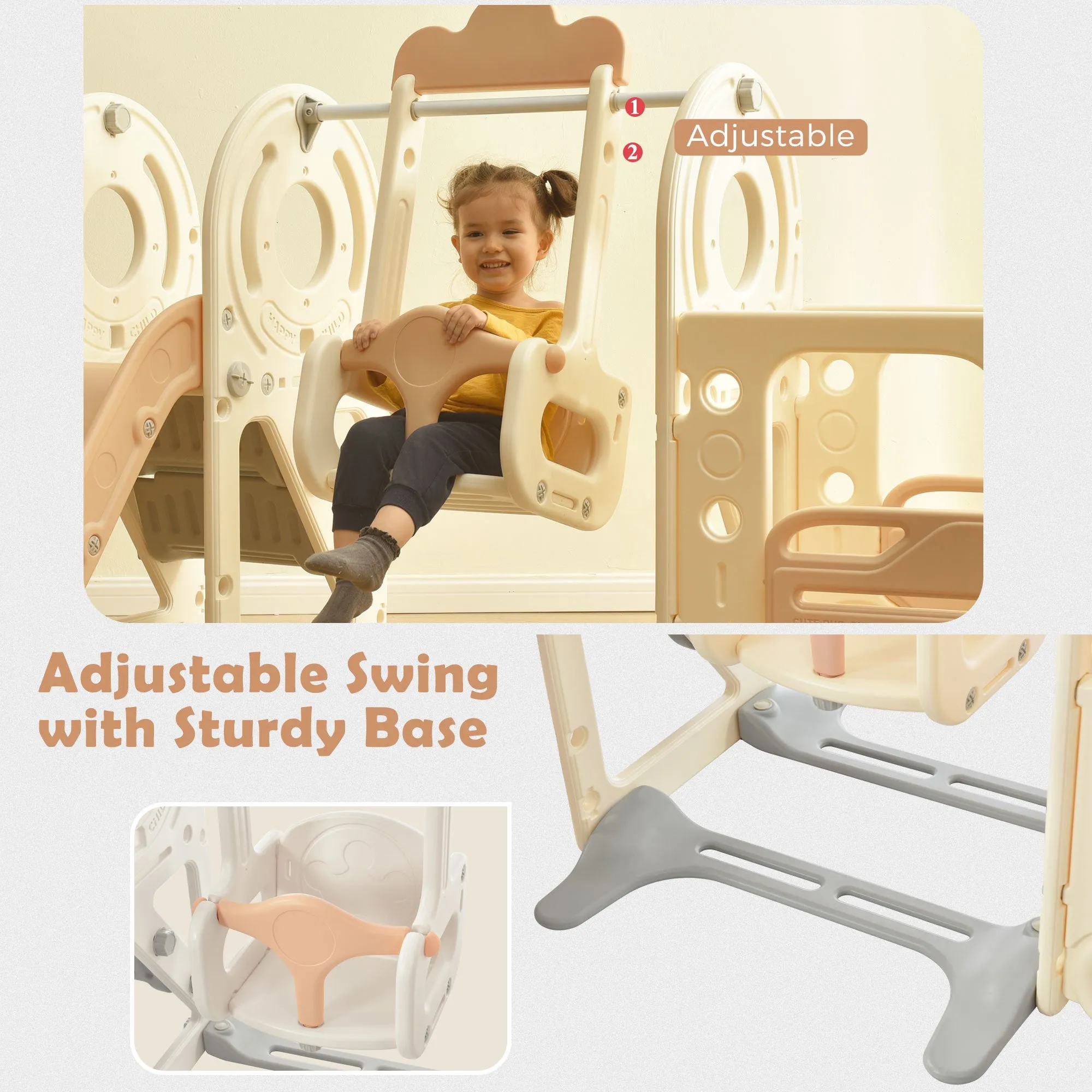 Kids Swing-N-Slide with Bus Play Set - Beige