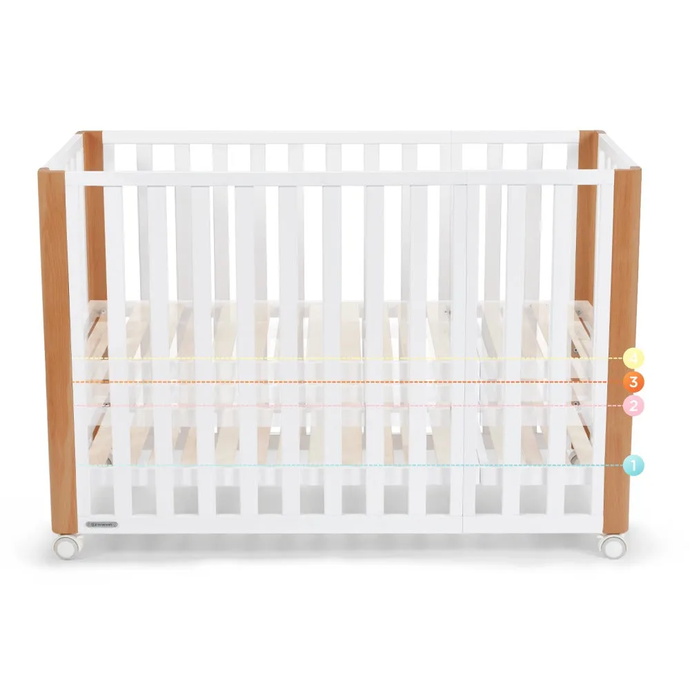 Kinderkraft Koya Wooden 4in1 Cot With Playpen Function   Mattress White
