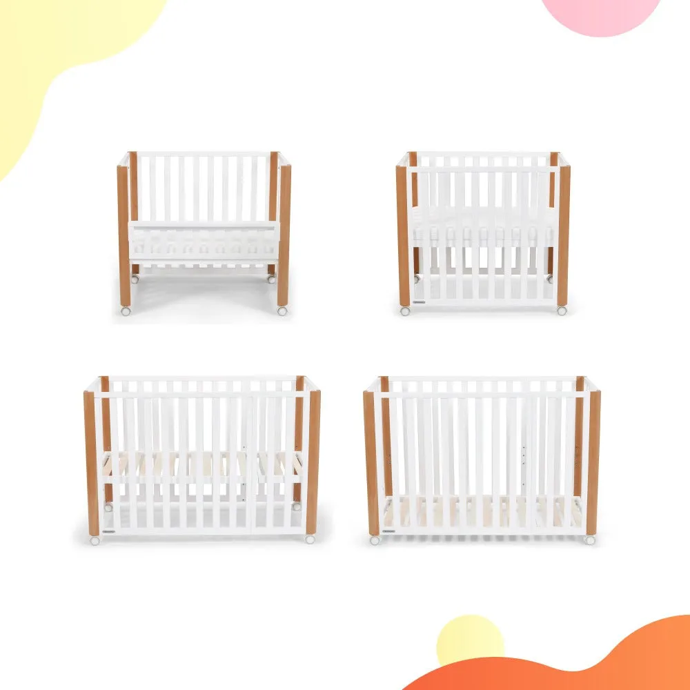 Kinderkraft Koya Wooden 4in1 Cot With Playpen Function   Mattress White