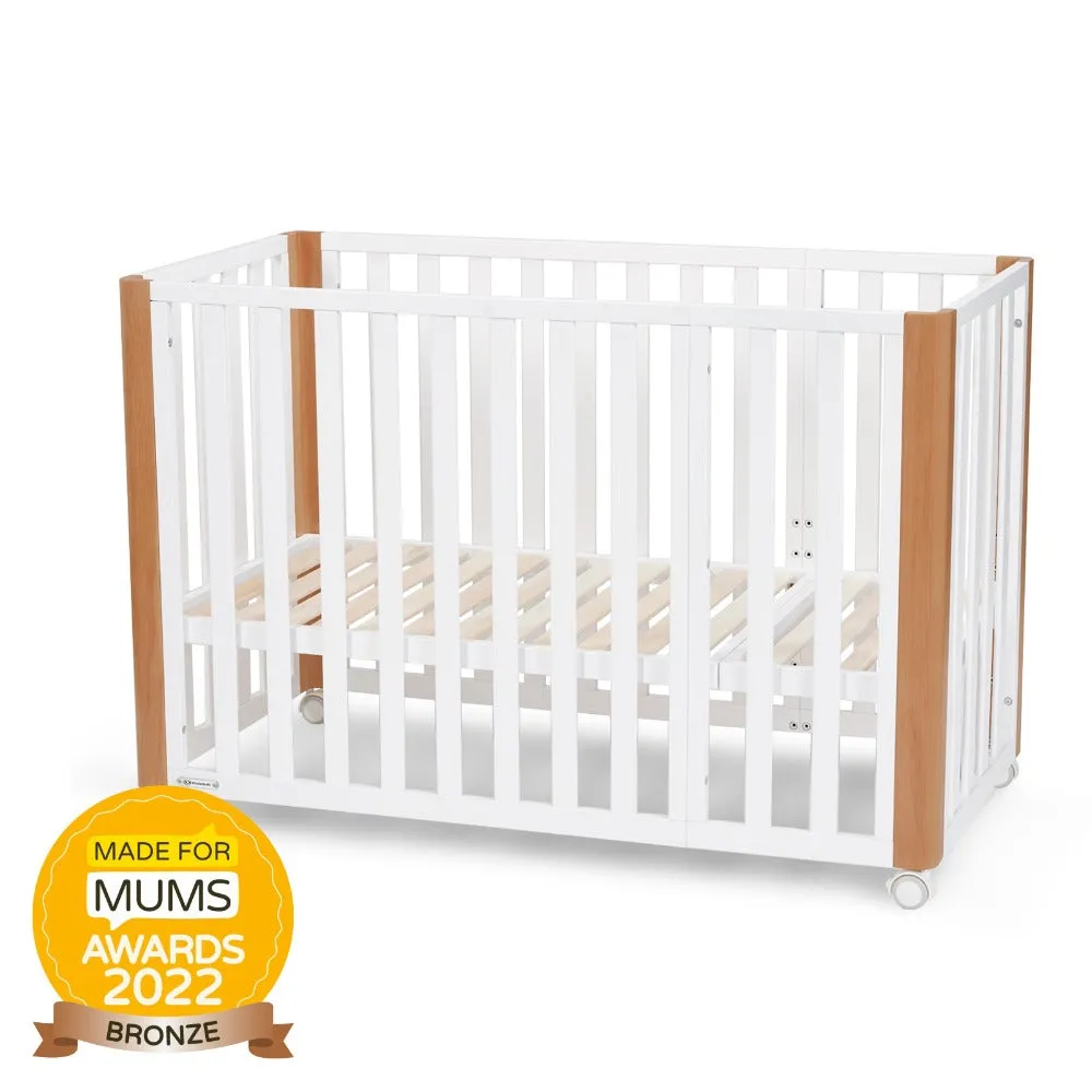 Kinderkraft Koya Wooden 4in1 Cot With Playpen Function   Mattress White