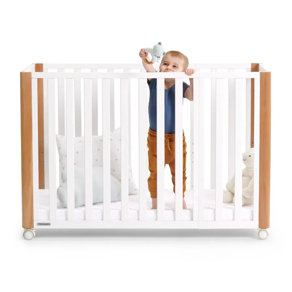 Kinderkraft Koya Wooden 4in1 Cot With Playpen Function   Mattress White