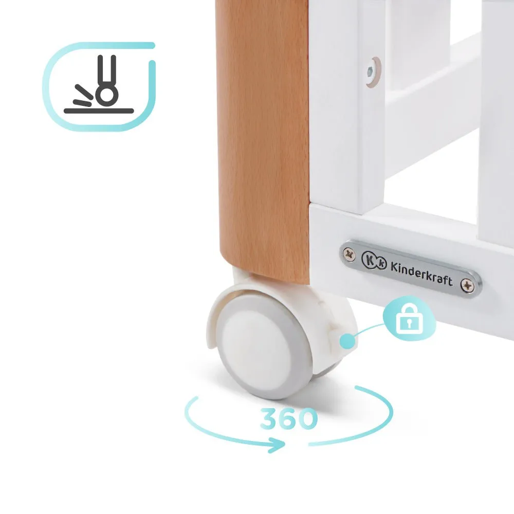 Kinderkraft Koya Wooden 4in1 Cot With Playpen Function   Mattress White