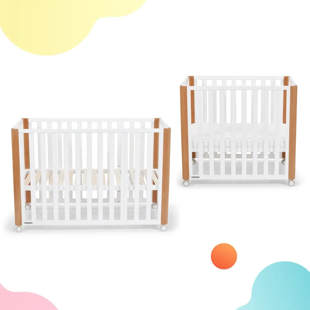Kinderkraft Koya Wooden 4in1 Cot With Playpen Function   Mattress White