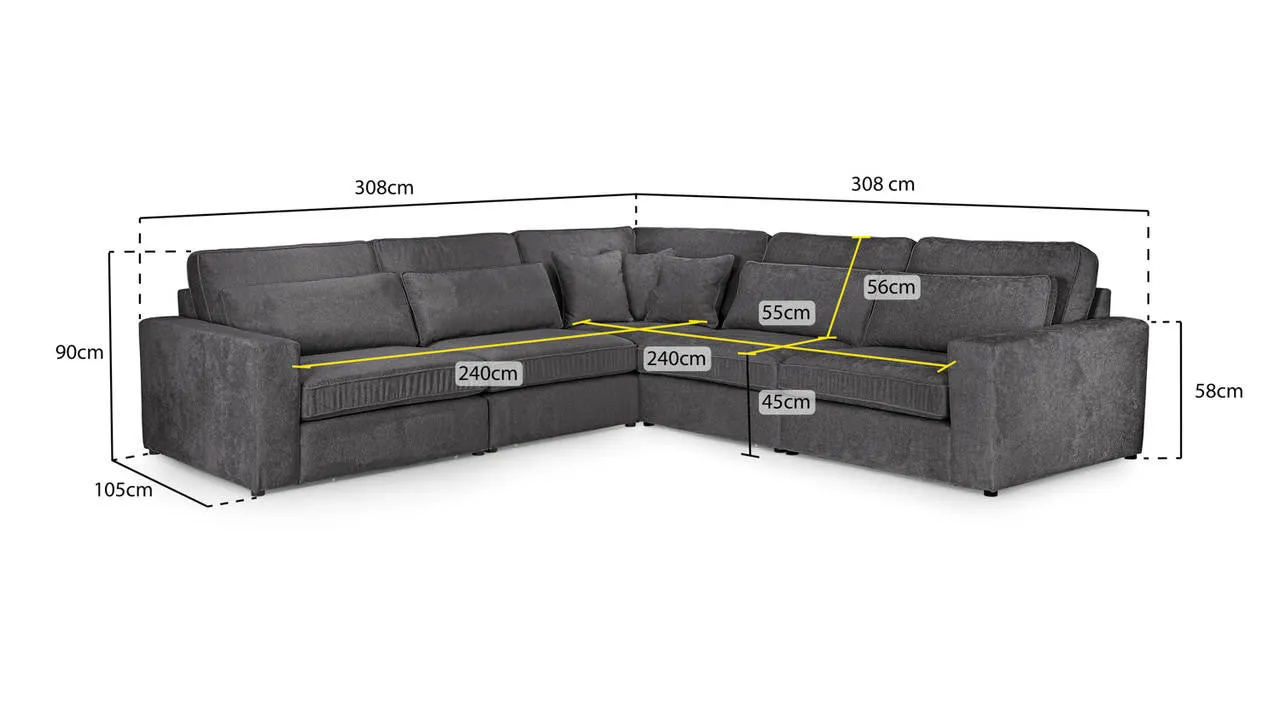 Kylie Modular Sofa - Mocha Large Corner - 308 x 308 CM