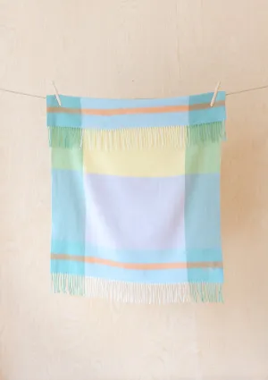 Lambswool Baby Blanket in Green Block