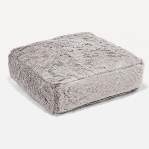 Large Floor Cushion - Fluffy Faux Fur Rabbit Light Grey