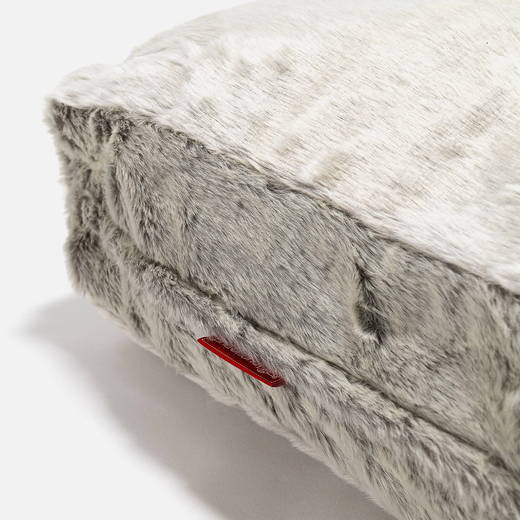 Large Floor Cushion - Fluffy Faux Fur Rabbit Light Grey