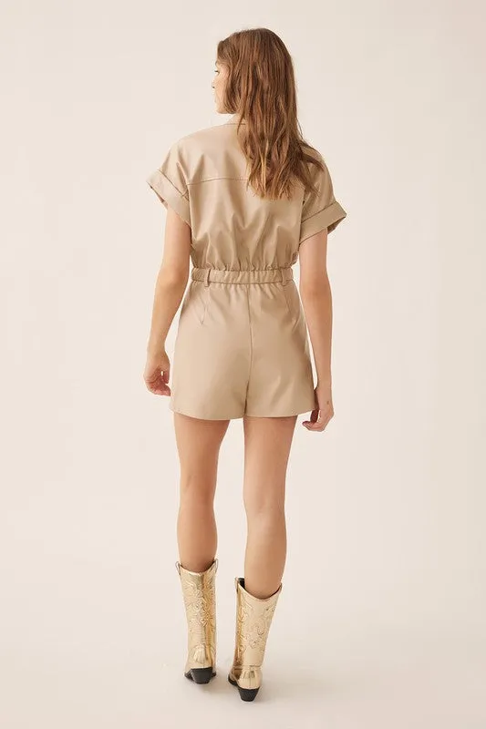 Latte Short Sleeved Pu Rompers