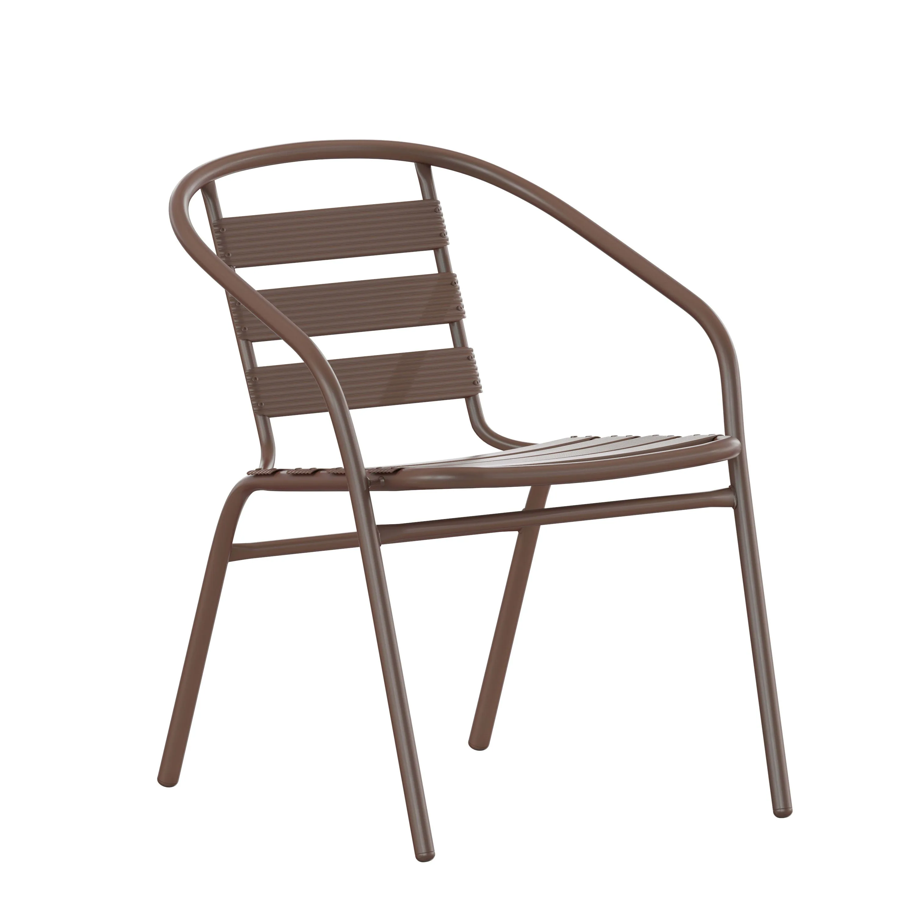 Lila 31.5'' Square Glass Metal Table with 4 Metal Aluminum Slat Stack Chairs