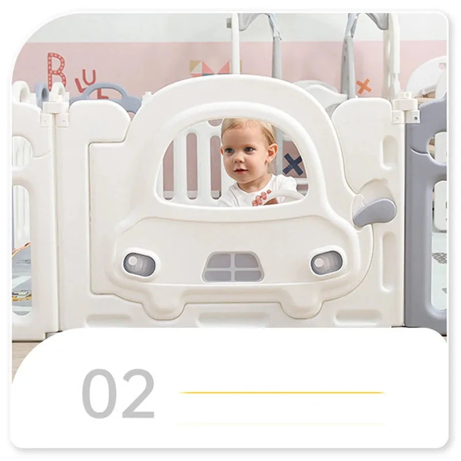 Little Angel Kids Playpen - 123  x 123 x 62cm (White/Grey)