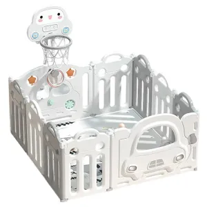 Little Angel Kids Playpen - 123  x 123 x 62cm (White/Grey)