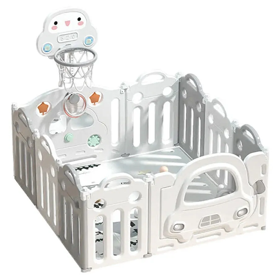 Little Angel Kids Playpen - 123  x 123 x 62cm (White/Grey)