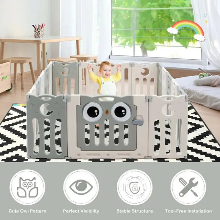 Little Angel Kids Playpen - 143 x 143 x 63cm (Grey)