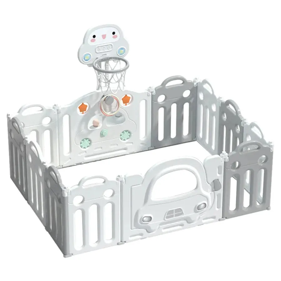 Little Angel Kids Playpen - 160 x 126 x 62cm (White/Grey)