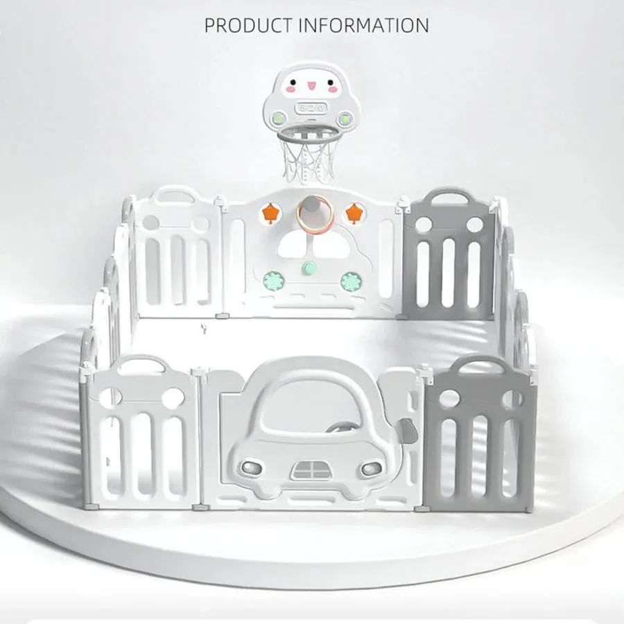 Little Angel Kids Playpen - 160 x 126 x 62cm (White/Grey)